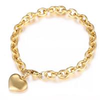 Titanium Steel Bracelet & Bangle Heart plated fashion jewelry 16mm Length 20 cm Sold By PC