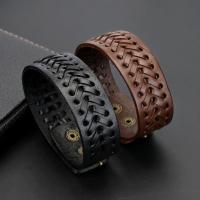 PU Leather Bracelet with Zinc Alloy antique gold color plated fashion jewelry & for man Length 23.5 cm Sold By PC