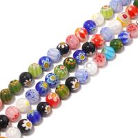 Millefiori Slice Lampwork Beads, Round, DIY & different size for choice, mixed colors, Sold By Strand