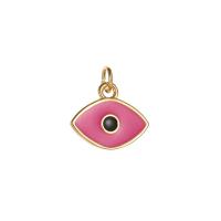 Brass Jewelry Pendants, Eye, gold color plated, enamel, more colors for choice, 9x11mm, Sold By PC