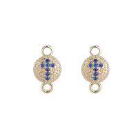 Cubic Zirconia Micro Pave Brass Connector gold color plated & micro pave cubic zirconia Sold By PC