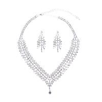 Crystal Sieraden Sets, oorbel & halsketting, Zinc Alloy, met Kristal, platinum plated, 2 stuks & voor vrouw, Lengte Ca 21-50 cm, Verkocht door Stel