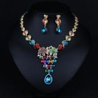 Kristall Schmucksets, Ohrring & Halskette, Zinklegierung, mit Kristall, plattiert, 2 Stück & für Frau, keine, Länge:ca. 51-80 cm, verkauft von setzen