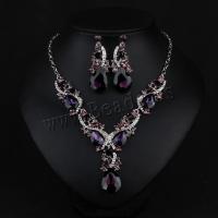 Crystal Jewelry Sets, earring & necklace, Tibetan Style, with Crystal, platinum color plated, 2 pieces & for woman, more colors for choice, Length:Approx 21-50 cm, Sold By Set