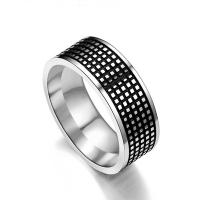 Titanium Steel Finger Ring, platinum color plated, different size for choice & for man & enamel, black, Sold By PC