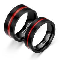 Ring Finger Titantium stali, Powlekane, dla obu płci & różnej wielkości do wyboru, czarny i czerwony, sprzedane przez PC