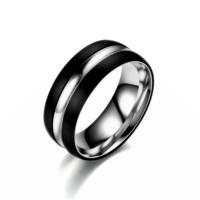 Titanium Steel Finger Ring plated Double Layer & Unisex black Sold By PC