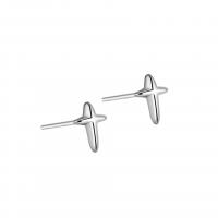 925 Sterling Silver Stud Earrings Cross plated fashion jewelry & Unisex Sold By Lot