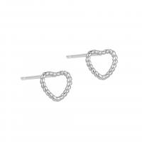 925 Sterling Silver Stud Earrings Heart plated for woman & hollow Sold By Lot