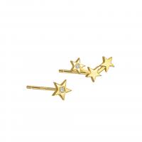 925 Sterling Silver Stud Earrings Star plated for woman & with rhinestone Sold By Lot