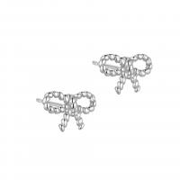 925 Sterling Silver Stud Earrings Bowknot plated for woman & hollow Sold By Lot