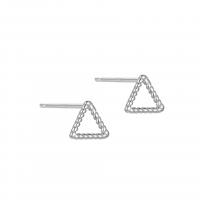 925 Sterling Silver Stud Earrings Triangle plated for woman & hollow 8mm Sold By Lot