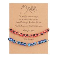 Seedbead Bracelet Set with Wax Cord & Resin Evil Eye 2 pieces & for couple Length Approx 6.29-11.81 Inch Sold By Lot