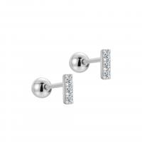 925 Sterling Silver Stud Earrings, plated, for woman & with rhinestone, more colors for choice, 1.30x4.40mm, Hole:Approx 7mm, Sold By Pair
