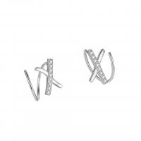 925 Sterling Silver Stud Earrings, plated, for woman & with rhinestone, more colors for choice, 6x9mm, Sold By Pair