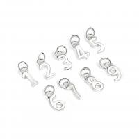 925 Sterling Silver Pendant, Number, polished, different styles for choice, silver color, 4x11mm, Sold By PC