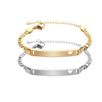 304 Stainless Steel Bracelet with 1.97inch extender chain Vacuum Ion Plating Each custom text must be less than 10 letters & fashion jewelry & Unisex Length Approx 5.91 Inch Sold By PC