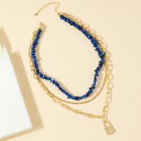 Mode Multi Layer halskæde, Zinc Alloy, med Lapis Lazuli, med 2.76inch extender kæde, mode smykker & flerlags & for kvinde, flere farver til valg, nikkel, bly & cadmium fri, Længde Ca. 19.29 inch, Solgt af PC