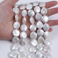 Cultured Button Freshwater Pearl Beads, Baroque, different size for choice, white, Sold Per Approx 14-15 Inch Strand