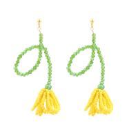 Tibetan Style Drop Earring, with Glass Beads & Seedbead, fashion jewelry & for woman, nickel, lead & cadmium free, 83x42mm, Sold By Pair