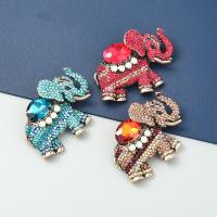 Rhinestone Brooch, Tibetan Style, Elephant, fashion jewelry & for woman & with glass rhinestone & with rhinestone, more colors for choice, 41x53mm, Sold By PC