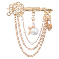 Plastic Pearl Brooch, Tibetan Style, with ABS Plastic Pearl, high quality plated, fashion jewelry & for woman, golden, 79x63mm, Sold By PC