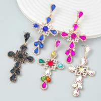 Zinc Alloy Drop Earring Cross high quality plated fashion jewelry & for woman & with rhinestone Sold By Pair