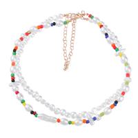 Tibetan Style Necklace, with Seedbead & ABS Plastic Pearl, with 3.07inch extender chain, high quality plated, 2 pieces & fashion jewelry & for woman, multi-colored, Length:14.72 Inch, Sold By Set