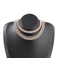 Multi Layer Necklace Zinc Alloy with 5.59inch extender chain high quality plated fashion jewelry & for woman & with rhinestone Sold Per 12.59 Inch Strand
