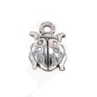 Tibetan Style Animal Pendants, Ladybug, antique silver color plated, vintage & Unisex, silver color, nickel, lead & cadmium free, 14x21mm, Sold By PC