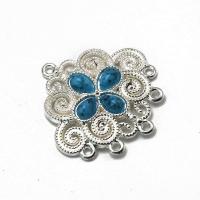 Zinc Alloy Connector with Blue Turquoise & Plastic Pearl silver color plated DIY & 1/5 loop nickel lead & cadmium free Sold By PC