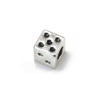 Zinc Alloy Jewelry Beads Dice antique silver color plated vintage & DIY silver color nickel lead & cadmium free Sold By PC