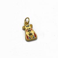 Tibetan Style Enamel Pendants, God of Wealth, gold color plated, Unisex, golden, nickel, lead & cadmium free, 9x15x2.70mm, Sold By PC