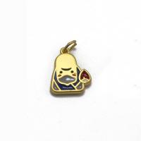 Tibetan Style Enamel Pendants, gold color plated, Unisex, multi-colored, nickel, lead & cadmium free, 13x16x2.20mm, Sold By PC