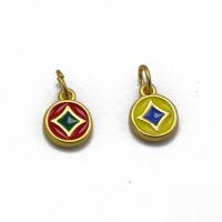 Tibetan Style Enamel Pendants, gold color plated, Unisex, multi-colored, nickel, lead & cadmium free, 8x11x2.20mm, Sold By PC