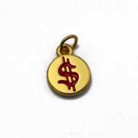Zinc Alloy Enamel Pendants Dollar Sign gold color plated Unisex nickel lead & cadmium free Sold By PC