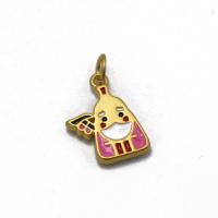 Tibetan Style Enamel Pendants, gold color plated, Unisex, multi-colored, nickel, lead & cadmium free, 11x16x2.30mm, Sold By PC