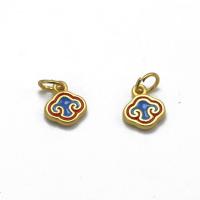 Tibetan Style Enamel Pendants, gold color plated, Unisex, multi-colored, nickel, lead & cadmium free, 8x10x2.10mm, Sold By PC