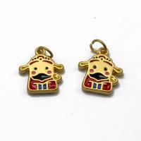 Tibetan Style Enamel Pendants, God of Wealth, gold color plated, Unisex, multi-colored, nickel, lead & cadmium free, 13x15x2.20mm, Sold By PC