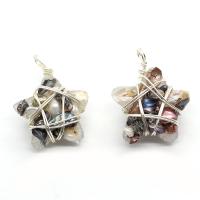Freshwater Pearl Pendants Resin with Freshwater Pearl & Brass Star silver color plated Unisex mixed colors Sold By PC