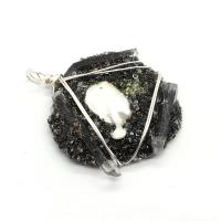 Freshwater Pearl Pendants Resin with Freshwater Pearl & Brass irregular silver color plated Unisex white and black 30x40- Sold By PC