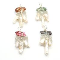 Freshwater Pearl Pendants Resin with Freshwater Pearl & Brass silver color plated Unisex 20x40- Sold By PC