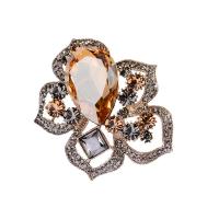 Crystal Brooch, Tibetan Style, with Crystal, Flower, gold color plated, for woman & with rhinestone, more colors for choice, nickel, lead & cadmium free, 57x48mm, Sold By PC