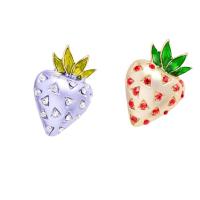 Enamel Brooch Zinc Alloy Strawberry gold color plated for woman & with rhinestone nickel lead & cadmium free Sold By PC