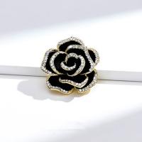 Zinc Alloy Brooches Flower gold color plated for woman & with rhinestone nickel lead & cadmium free 31mm Sold By PC