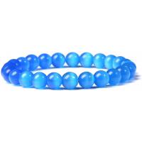 Cats Eye Bracelets, Round, handmade, elastic & Unisex, more colors for choice, 8mm, Length:7.5 Inch, Sold By PC