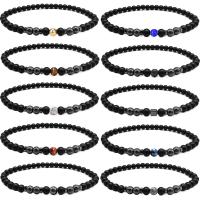 Gemstone Bracelets, Abrazine Stone, with Gemstone & Non Magnetic Hematite, handmade, elastic & Unisex & different styles for choice, more colors for choice, 8mm, Length:7.5 Inch, Sold By PC