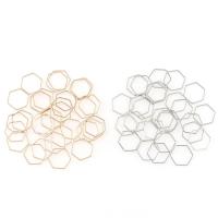 Zinc Alloy Pendants Hexagon plated DIY & hollow nickel lead & cadmium free 16mm Sold By Bag
