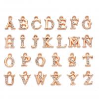 Zinc Alloy Rhinestone Pendants Alphabet Letter plated DIY & with rhinestone nickel lead & cadmium free 12.5-13.5mm 5.5-12mm 2.5mm Approx 1.2mm Sold By Set