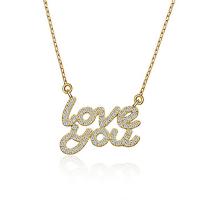 Cubic Zircon Micro Pave Brass Necklace, with 2.7inch extender chain, Alphabet Letter, 18K gold plated, fashion jewelry & different styles for choice & micro pave cubic zirconia & for woman, more colors for choice, nickel, lead & cadmium free, Length:16.5 Inch, Sold By PC